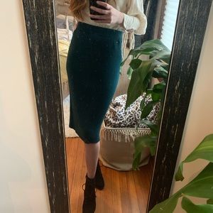 Emerald green banana republic sweater pencil skirt